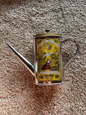 Himark Olio San Remo Stainless Steel Oil Can w brass lid vintage kitchen